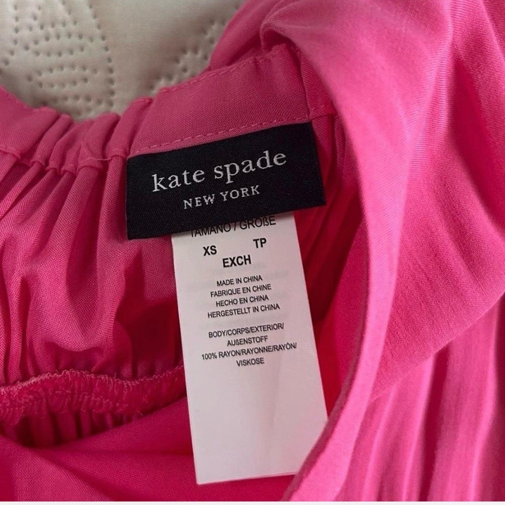 Kate Spade Pink and Red Maxi Dress tiered Colorblock Tie Bow back cover up sz XS - Picture 6 of 9
